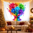 thumbnail image 3 of Rainbow Flower Bouquet with Glossy Paint Drips, Cheerful Illustration for Flower Lovers, Colorful Wall Decor, Birthday Gift, Tapestry Wall Hanging for Bedroom and Dorm, 3 of 7