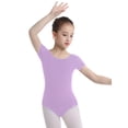 thumbnail image 2 of Sxiwei Kids Girls Team Basic Leotard for Ballet Dance Gymnastics Shorts Sleeves Cotton Leotard Purple 10, 2 of 7