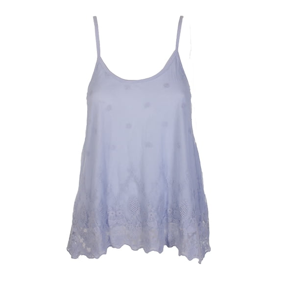 American Rag Junior Croquis Blue Spaghetti Strap Embroidered Mesh Camisole M
