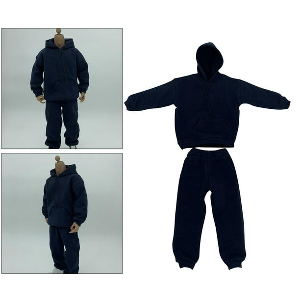 nyyuqi 1/12 Scale Clothes Accessories Black Pullover Hoodie Sweater Pants  Sweatpants Suit for 6'' Action Figure Body