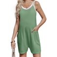 thumbnail image 3 of Maternity Women Solid Color Sleeveless Overalls Casual Loose Jumpsuit Shorts, 3 of 6