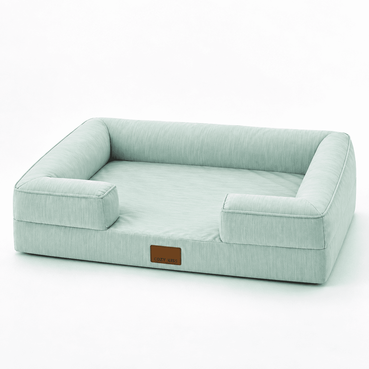 Green M:30x20x6 inch Bolster Pet Bed for Small Medium Dogs and Cats