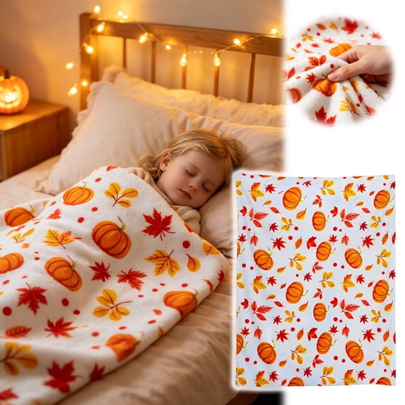 Leeye Pumpkin Decoration Halloween Themed Flannel Blanket Autumn Quilt With Floral Pattern Comfortable Ideal For The Home Soft Cozy