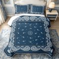 thumbnail image 2 of meiyoeat Vintage Paisley Bed Spread Queen,Rustic Western Style Queen Coverlet Set For Adults,Blue White,3 Pieces,1 Quilt and 2 Pillowcases, 2 of 7