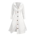 thumbnail image 6 of Women's Cardigan Dress Hooded Dress Longline Knit Fleece Trim Solid Color Casual Winter Dress for Loungewear Holiday,White,XL, 6 of 7