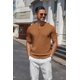 thumbnail image 2 of Camiseta COOFANDY Henley de manga corta para hombre, color marrón, 2 of 9