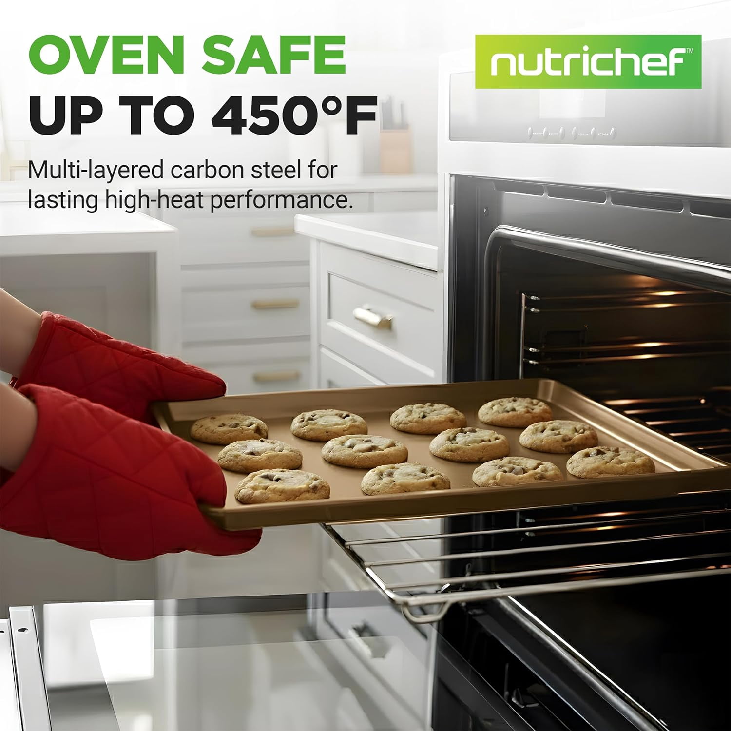 Nonstick XL Cookie Sheet Baking Pan, Extra Large 22 Inch x 16 Inch, Carbon Steel Oven Baking Sheet for Cookies & Pastries, Gold - NCLG1GD