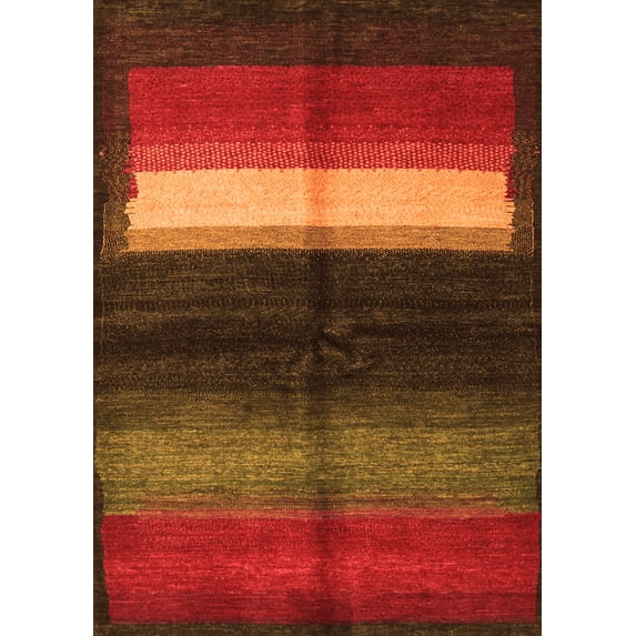 Ahgly Company Machine Washable Indoor Rectangle Abstract Orange Contemporary Area Rugs, 5' x 7'