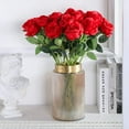 thumbnail image 4 of Burgundy Roses Artificial Flower, 12Pcs Realistic Long Single Stem Fake Silk Red Roses Bouquet for Party Home Wedding Centerpiece Hotel Office Halloween Decor, 4 of 5