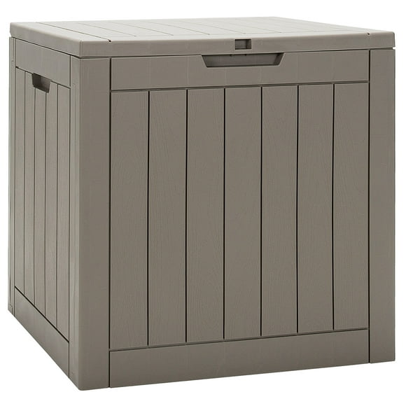 Costway 30 Gallon Deck Box  Storage Container Seating Tools Organization Deliveries Brown