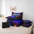 thumbnail image 6 of Manfei Gamer Gaming 7 Pieces Bedding Comforter Set,Modern Video Game Full Bedding Set,Retro Cartoon Gamepad Fitted Sheet Flat Sheet For Kid Boy,Lightweight Room Decorative Reversible, 6 of 8
