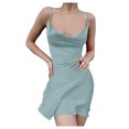thumbnail image 2 of Lilgiuy Women's Fashion Vintage Solid Color V-Neck Sleeveless Charming Swing Dress Tummy Control Workout Skirt Clearance, 2 of 5