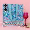 thumbnail image 3 of Lilly Pulitzer Blue/Green Market Shopper Bag, Reusable Grocery Tote with Comfortable Shoulder Straps, Aqua La Vista C40, 3 of 3