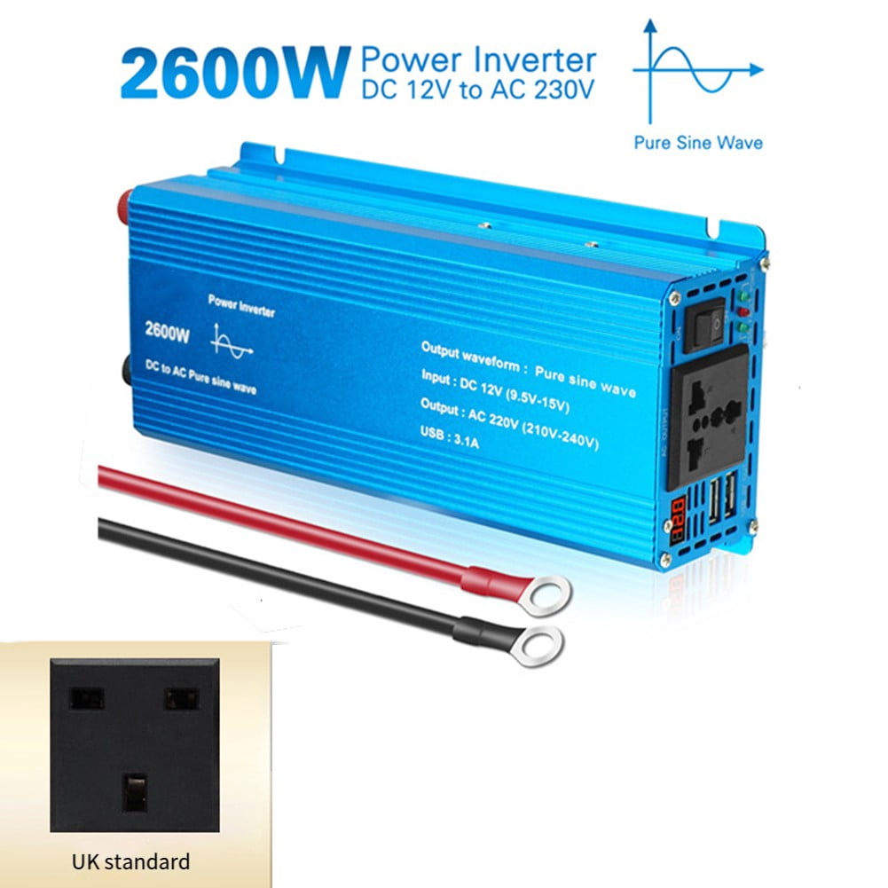 DAMIFU Pure Sine 12-24V 110-220V 50-60Hz 2600W Car Solar Converter Inverter