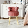 thumbnail image 4 of Gymax Velvet Vanity Chair w/ Back Tufted Low Back & Solid Wood Legs for Bedroom Pink, 4 of 10