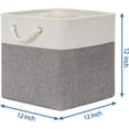 thumbnail image 2 of Fabric Baskets Storage 12 Inch Storage Cubes Storage Baskets with Handle, Clothes Baskets for Gift, Large Baskets for Storage Books, Blankets (White&Gray), 2 of 14