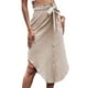 thumbnail image 1 of Whataatahia Media Falda Dividida Cintura Alta Color Puro Dobladillo Irregular Moda Comodidad Media Falda para Mujer Caqui L, 1 of 5
