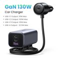 thumbnail image 3 of Cargador de coche UGREEN de 130 W, extensor de carga rápida para 4 dispositivos USB, cargador GaN para iPhone 16 15, cargador USB C para iPad y portátil, 3 of 5