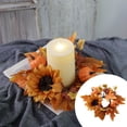 thumbnail image 2 of Fall Candle Rings Wreaths with Sunflower, Maple Leaves, and Pumpkin - 3 Inch Mini Autumn Table Centerpiece for Thanksgiving, Farmhouse, Wedding, Door, Tabletop Decor, 2 of 9