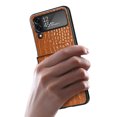 thumbnail image 6 of SaniMore for Samsung Galaxy Z Flip 4 6.7" 2022 Case, Crocodile Texture PU Leather Hinge Protection Wear-resistant Vintage Folding Shell Shockproof Drop-resistant, Brown, 6 of 11