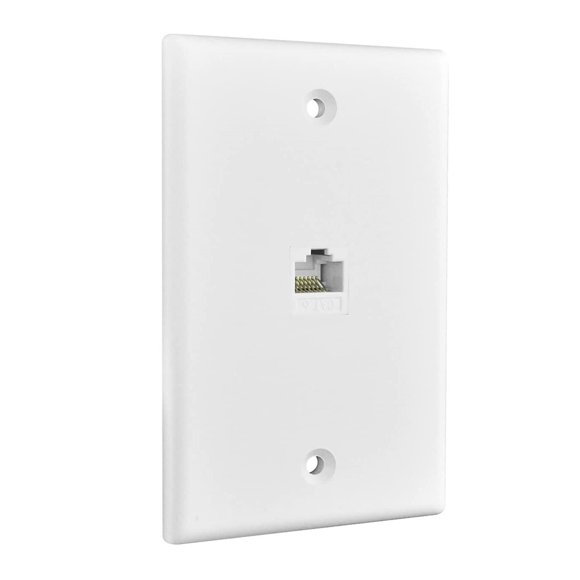 2-Pack 1-Port Ethernet Wall Plate, Jack Wall Plate with RJ45 Female to Female Inline Coupler Insert