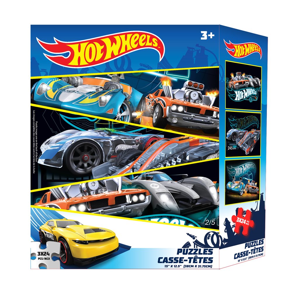 Hot Wheels 3Puzzle Pack 3x 24 Piece Puzzles
