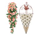 thumbnail image 2 of Decorations 1Pcs Green PET Rattan Fake Rose Wall Hanging Set with Iron Planter for Home Decor Garden Arrangement Rkxzt, 2 of 9