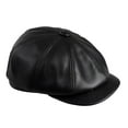 thumbnail image 3 of BOONJOVIA Men's Newsboy Flat Cap 100% Genuine Cowhide Leather Gatsby Ivy Golf Cabbie Hat, 3 of 9