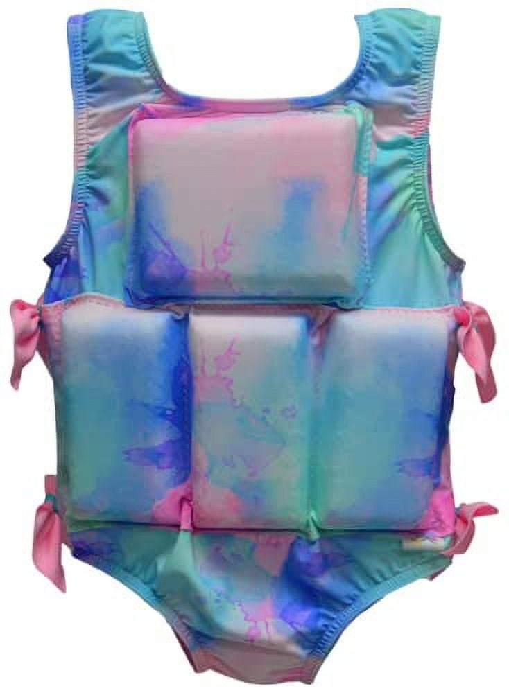 My Pool Pal Girl's Swimwear Flotation Life Vest Swimsuit - 79303 (Pastel Paint Splatter, Small (30-40 lbs))