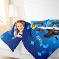 thumbnail image 3 of Homewish Modern Video Game Queen Comforter Set for Boys, Blue Cartoon Gamepad Bedding Sets, Honeycomb Abstract Reversible Bedding Comforter Set, Super Cozy Room Decor, 3pcs, 3 of 8