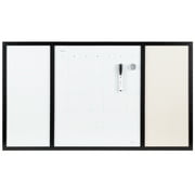 U Brands Command Center Whiteboard and Linen Bulletin Board, 20" x 35", Black MDF Frame