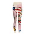 thumbnail image 4 of Womens 250th Anniversary Pajama United States USA Flag Print Wide Leg Leggings Elastic High Waist Relaxed Fit Comfy Yoga Pants, #01 Pink, M, 4 of 5