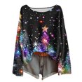 thumbnail image 2 of Mgmyaa Women's Long Sleeve Shirt Christmas-Themed Crew Neck Batwing Sleeve Casual Top, 2 of 7