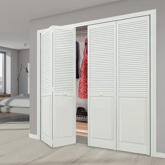 Kimberly Bay Bi-fold Traditional Louver-Panel, White (80 x 32)