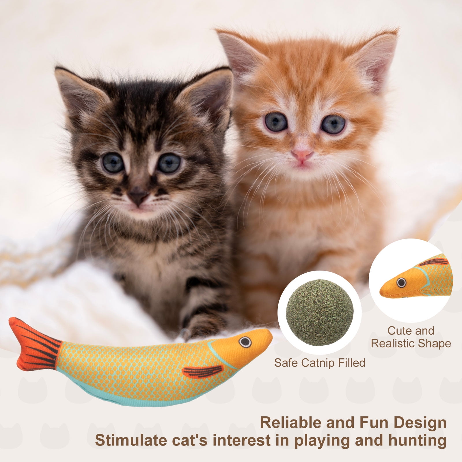 Uxcell Bite Resistant Catnip Playing, Durable and Interesting, Simulated Fish Cat Teeth Chew Playing Catnip Filled (8 Color, 7 Pcs), Intended for Bedroom / Balcony (3 Types)