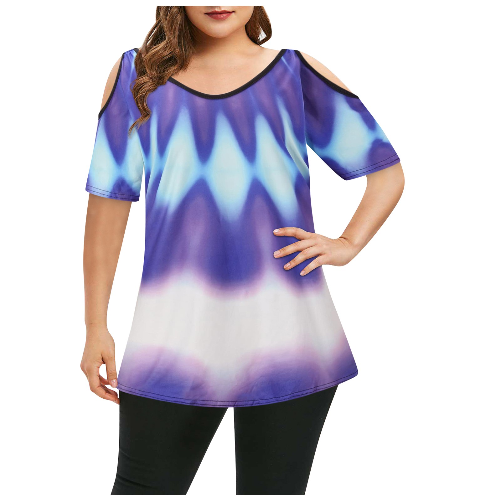 Guvpev Women's Fashion Trend Round Neck Shirts Print Tops