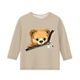 thumbnail image 4 of OKSALE 3/4 Length Sleeve T Shirts for Boys Girls Kids Cute Bear Printing Tshirt Trendy Loose Fitted Shirt Tops Casual Crewneck Tee Clothes for Children Size 7-8, 4 of 4