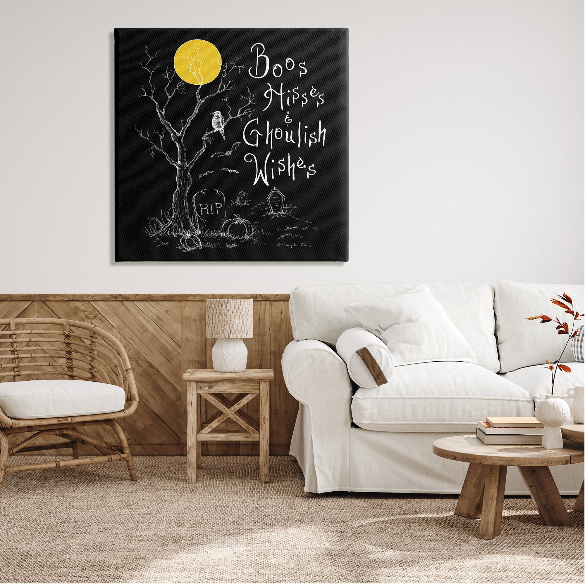 Stupell Industries Spooky Dark Halloween Phrase Holiday Painting Gallery Wrapped Canvas Print Wall Art, 36 x 36