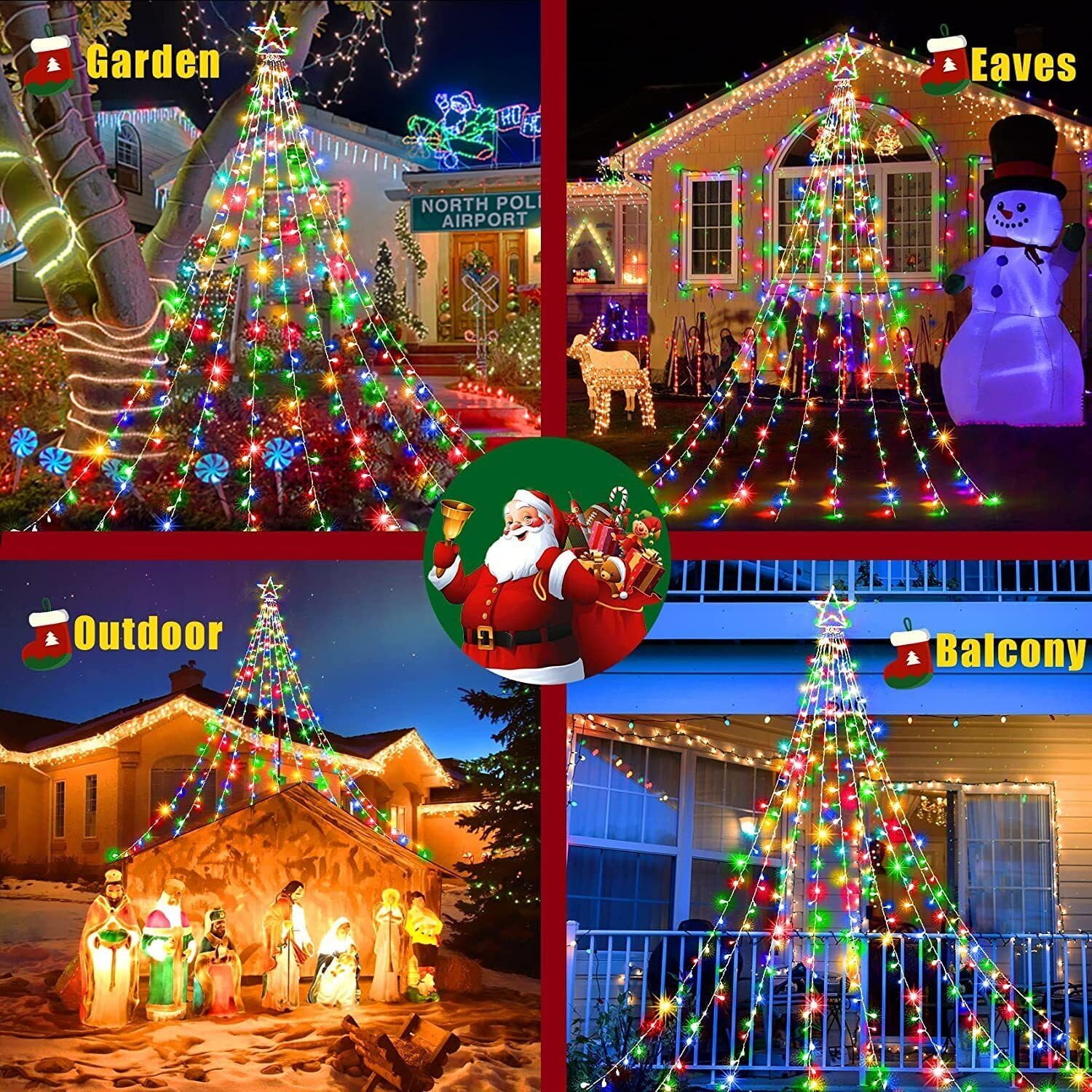 elitegadget Christmas Star String Lights - 355 LEDs Star Waterfall Light Christmas Enchanting Fairy String Lights + Remote Control For Outdoor Indoor Garden Yard Party Decoration (Multi-Color)