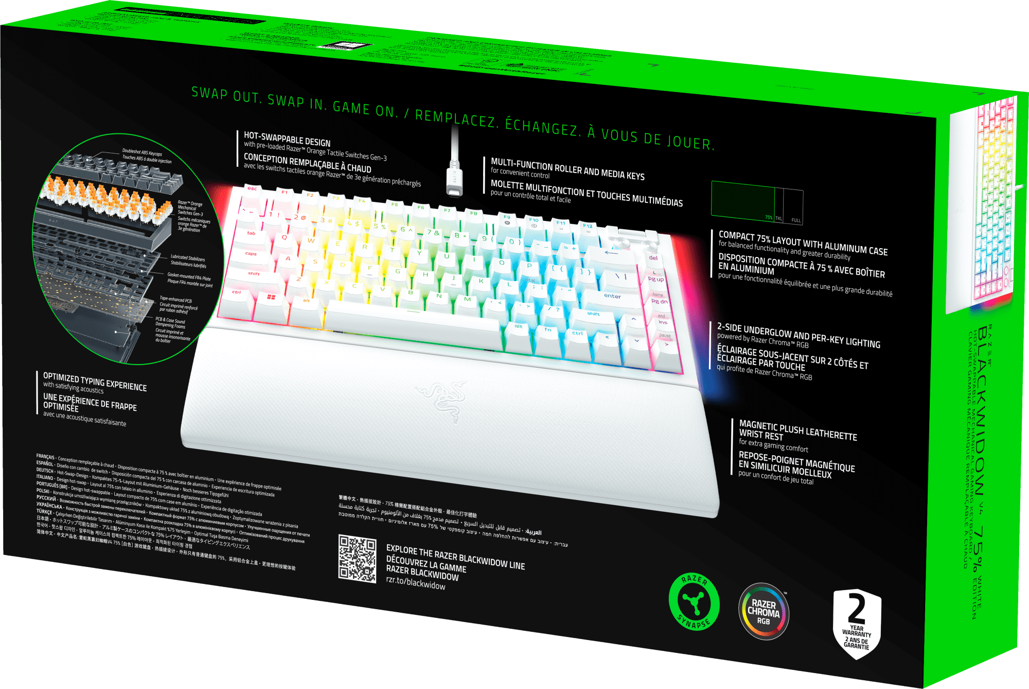 ☆超美品 Razer BlackWidow V4 75%（ホワイト）日本語配列