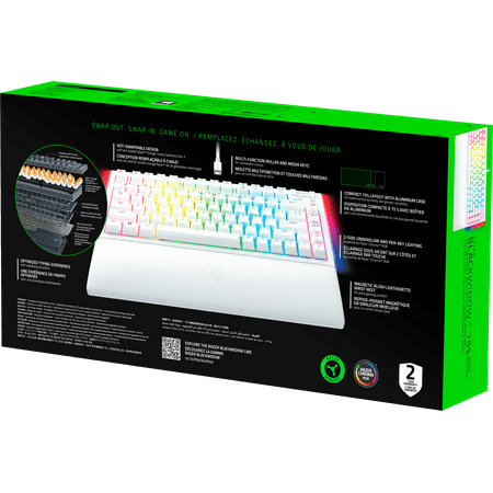 Razer - BlackWidow V4 75% Wired Orange Switch Gaming Keyboard with Hot-Swappable Design - White
