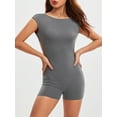 thumbnail image 4 of Women Solid Color Playsuits 1/4 Sleeve Summer Backless Jumpsuits Slim Casual Short Rompers Clubwear, 4 of 10