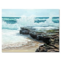 Designart ' Wild Ocean Waves Breaking On The Shore ' Nautical & Coastal Canvas Wall Art Print