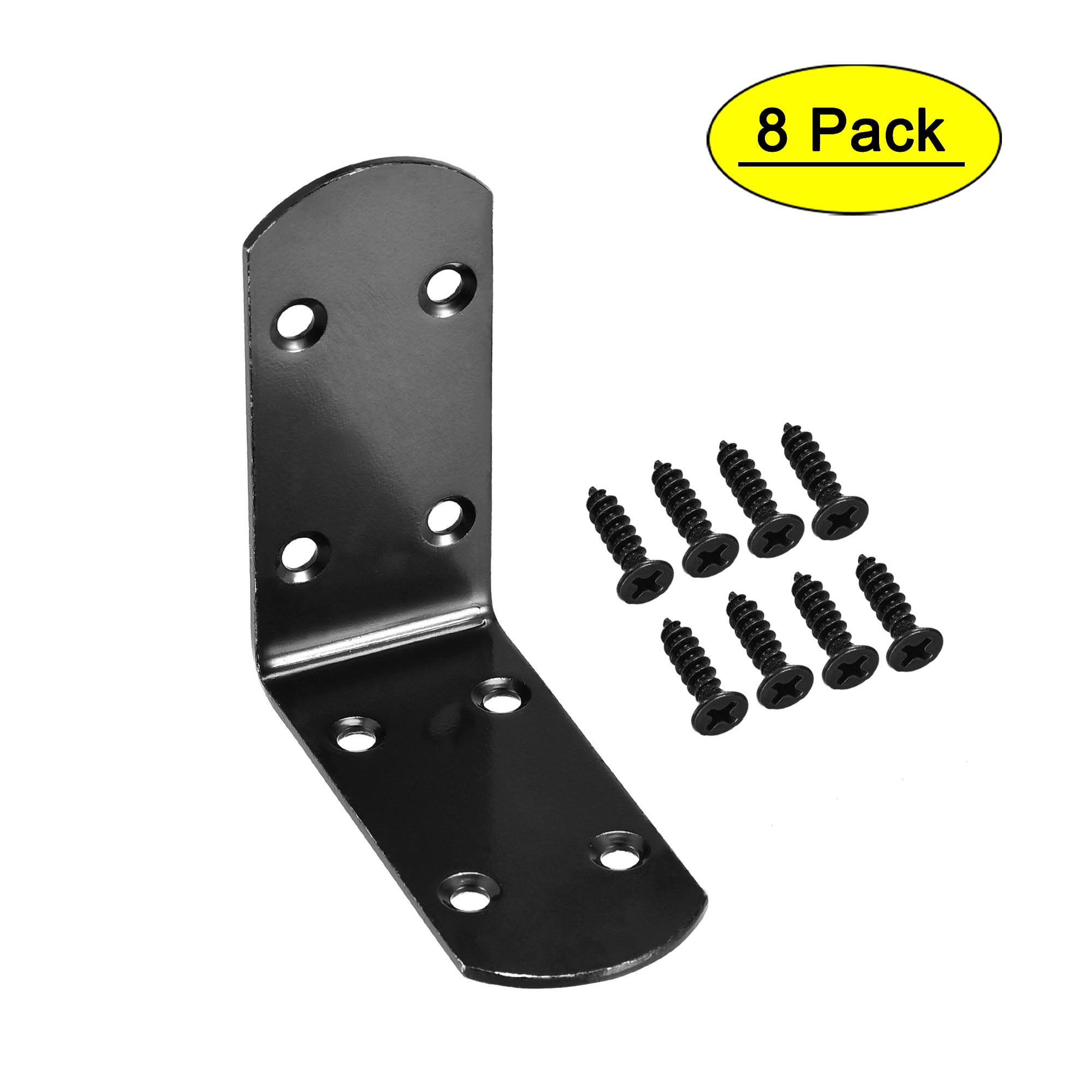 Uxcell L Shape 85mmx85mmx37mm Black Corner Brace Angle Bracket 8 Pack