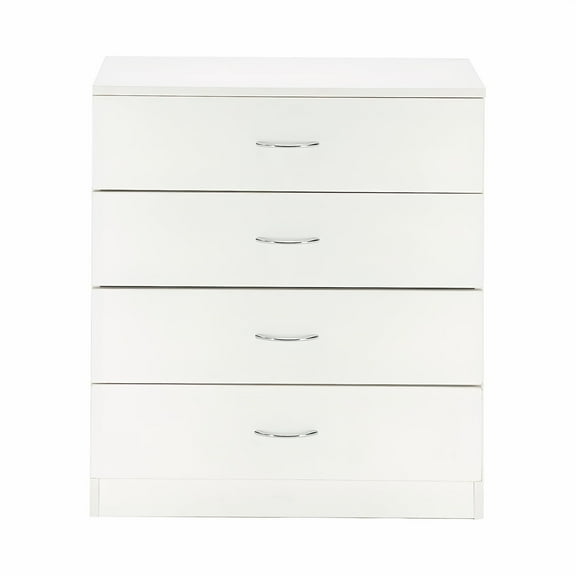 Scootworks 4 Drawer Dresser White Dresser, Modern Nightstand Dresser for Bedroom, Small Chest of Drawers Storage Cabinet Dresser Organizer Unit with Handle for Home, Office