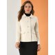 thumbnail image 2 of Blazer informal estilo peplum con botones y cuello de Peter Pan para mujer blanco S, 2 of 6