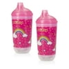 Nuby 2 Pk 10oz No-Spill Insulated Light Up Easy Sip Cup, Rainbows