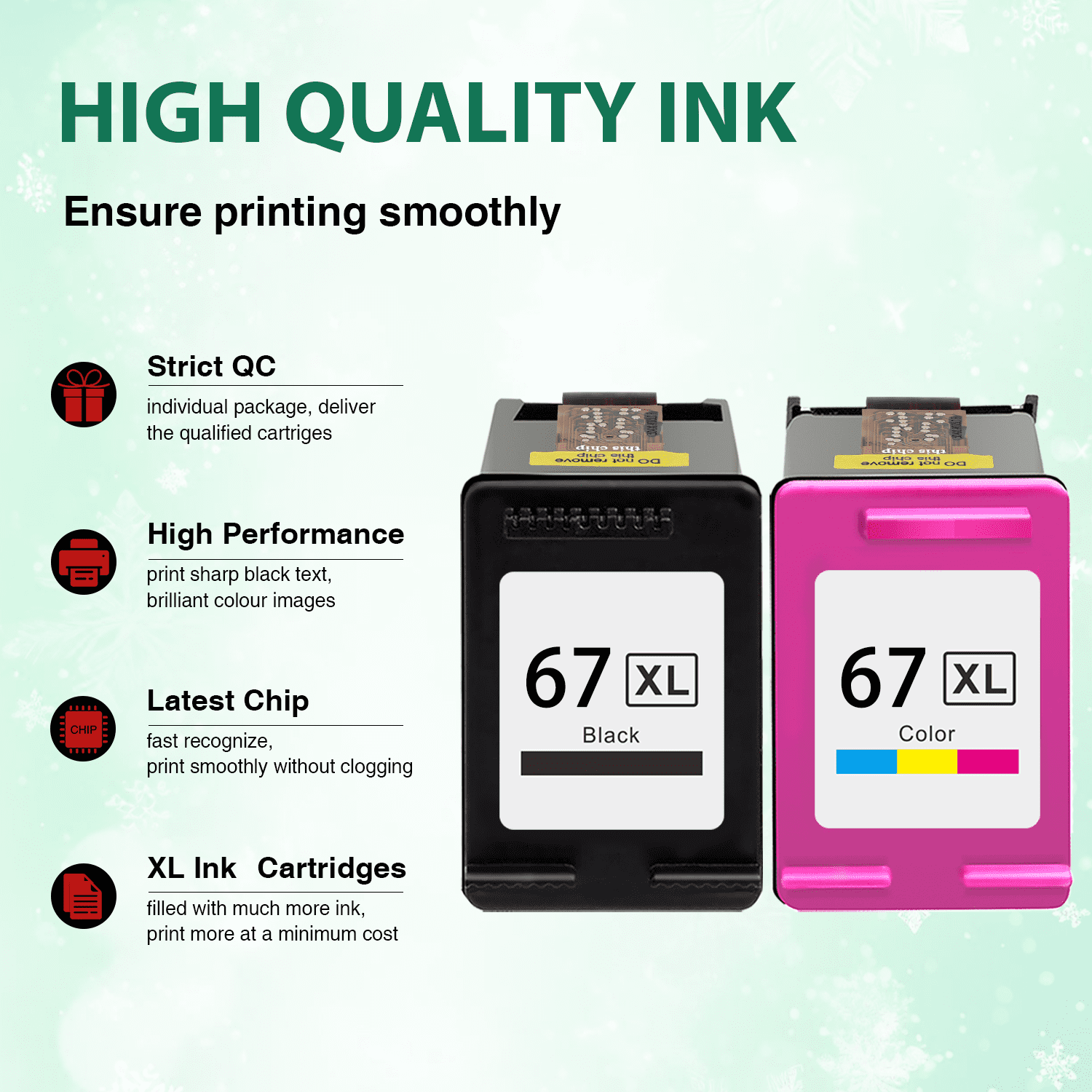 67 Ink Cartridge Compatible for HP Ink 67 67XL for Printer Ink HP 67 for Deskjet 2842e 2700 2742e 2752e 2755e Envy 6000 6055 6055e (Black Tri-color )