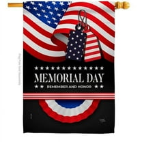 28 x 40 in. Remember Memorial Day American Vertical House Flag with Double-Sided Decorative Banner Garden Yard Gift