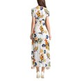 thumbnail image 2 of Gzhioc Flower Print V-Neck Short/ Half Sleeve Bohemian Dress One-Piece, S/M/L/XL/XXL, 2 of 5